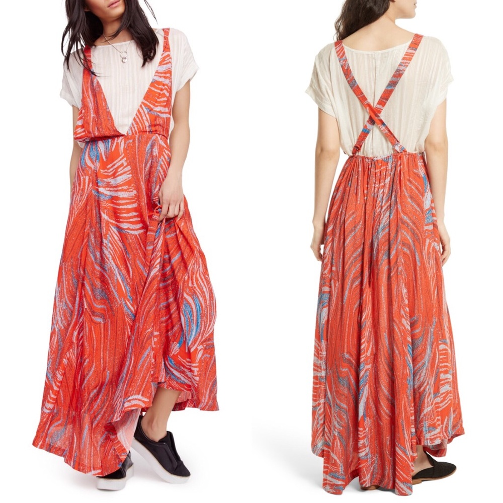 Free People Red A Thousand  Kisses Maxi Dress